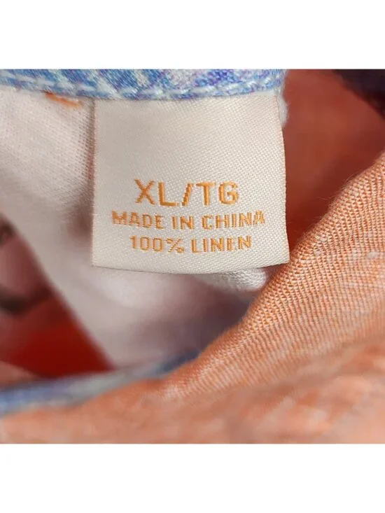 TOMMY BAHAMA Shirt Mens XL Orange Relax 100% Linen 161-TR310649 - Picture 6 of 7